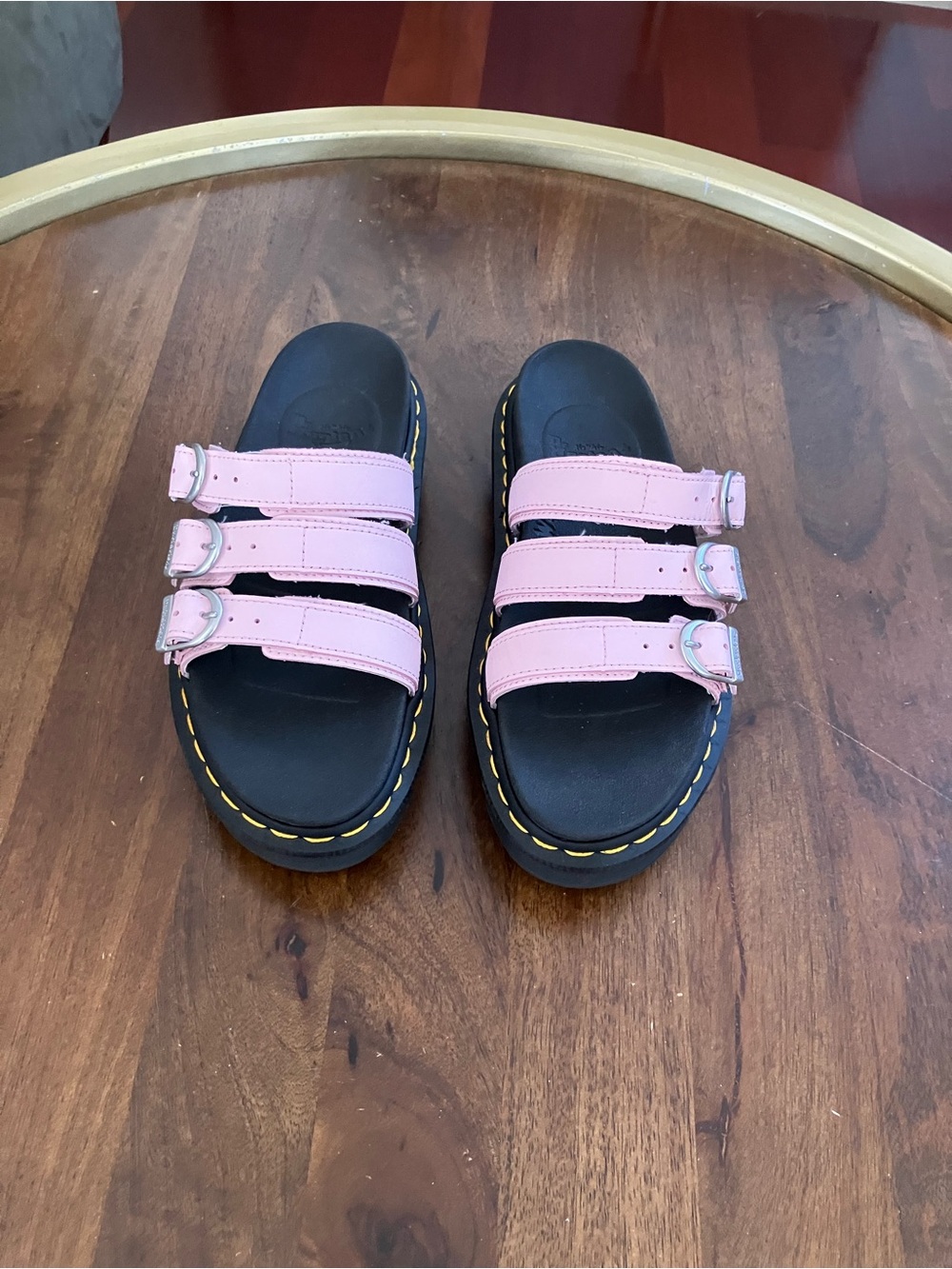 Dr Martens Blaire Slide Womens Size 7 Platform Sandals Doc Black Pink Leather